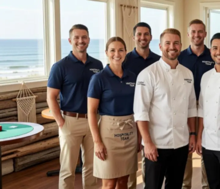 Team of chefs, servers, and croupiers standing together at The House & Hearth